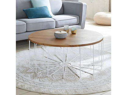 Round coffee table in solid teak and metal KSMA96000