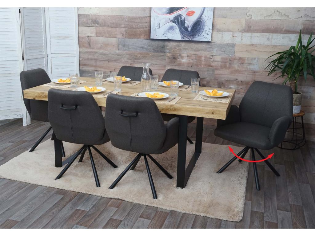 Artigeo-H71 dining chair, set of 6, swivel, grey-brown, VPAR43812