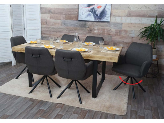 Artigeo-H71 dining chair, set of 6, swivel, grey-brown, VPAR43812