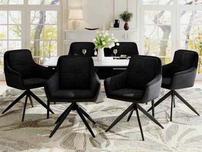 Set of 6 swivel velvet chairs - adjustable metal legs - Black LEMH28646