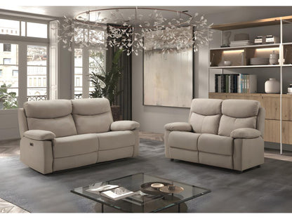 Chezlova 3-seater manual sofa in cream-colored fabric - W- 190 x D- 90 x H- 103 cm GEMZ35932