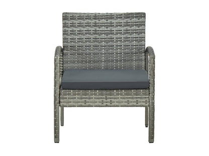 Garden chair with cushion, woven resin, grey, JJRM24705
