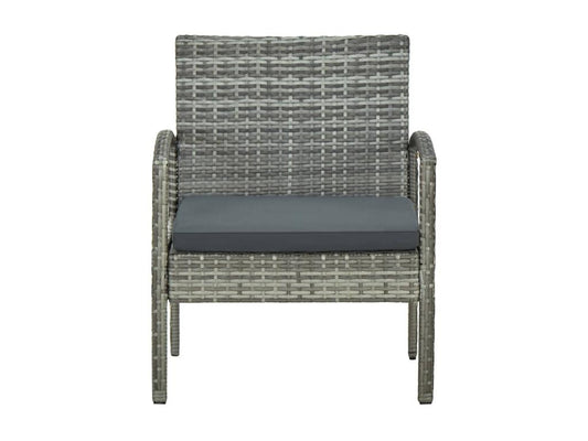Garden chair with cushion, woven resin, grey, JJRM24705