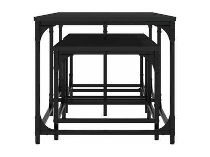 Nesting coffee tables, 3 pieces, black engineered wood, JZNM47438