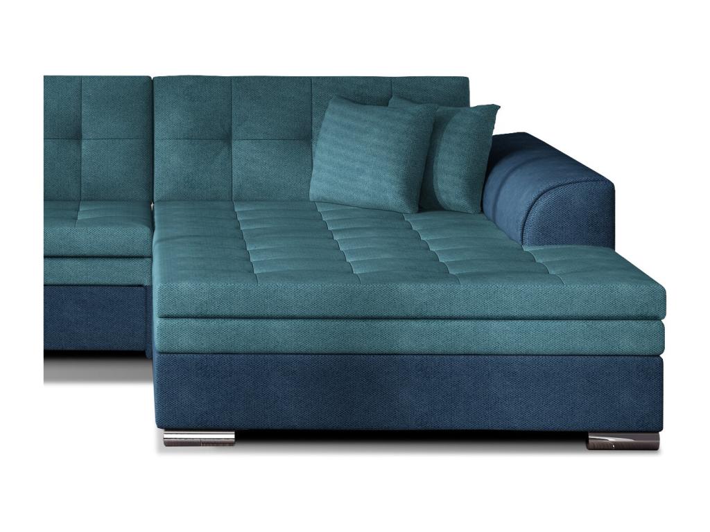 Chezlova 4-seater right-hand corner sofa bed in dark blue and turquoise fabric, 295cm PEGJ51815