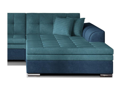 Chezlova 4-seater right-hand corner sofa bed in dark blue and turquoise fabric, 295cm PEGJ51815