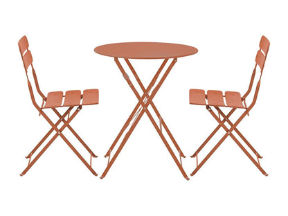 Chezlova CAQV92599 Round Folding Patio Table and 2 Folding Chairs