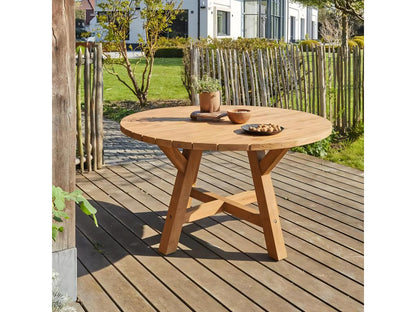 Round garden table in solid recycled teak, 6 seats, YXCE93767