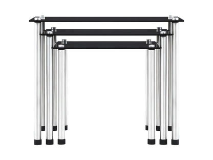 Nesting tables, 3 pieces, Black, Tempered Glass, UDAO67515