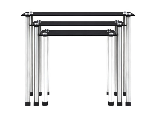 Nesting tables, 3 pieces, Black, Tempered Glass, UDAO67515