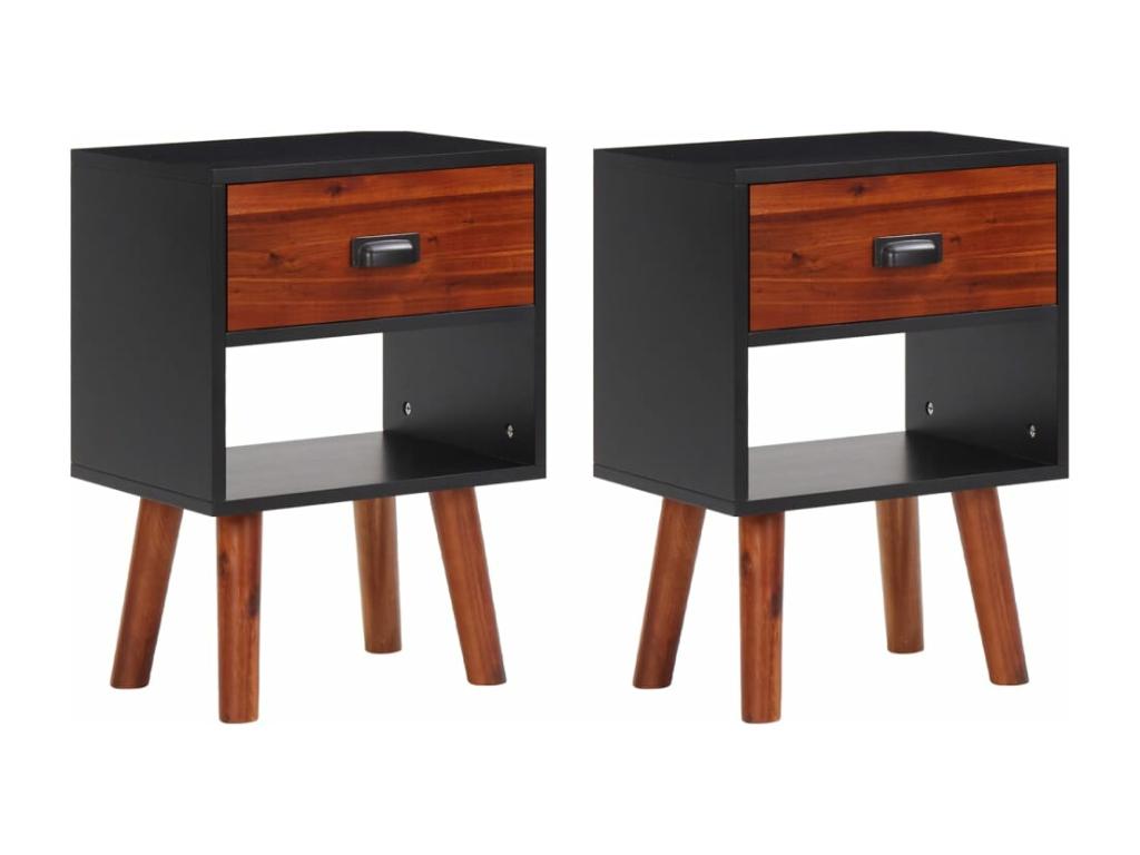 Solid Chezlova wood bedside tables, 2 pcs, 40x30x57 cm, ESYS04769