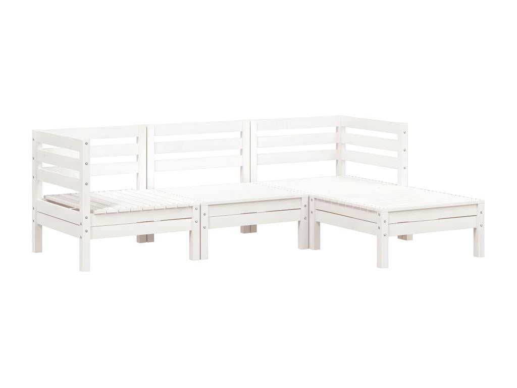3-seater garden sofa and footstool, white, solid pine wood JSQP51959