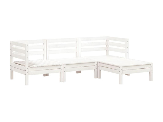 3-seater garden sofa and footstool, white, solid pine wood JSQP51959