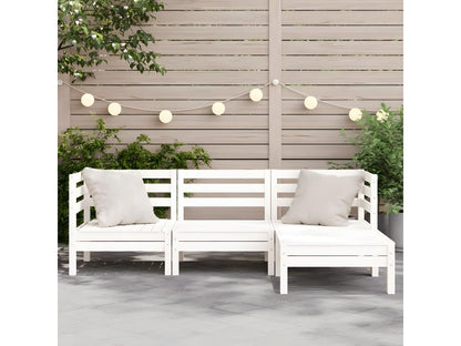 3-seater garden sofa and footstool, white, solid pine wood JSQP51959