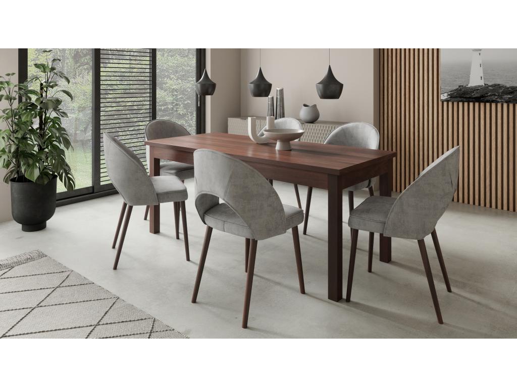 Modern chair in dark walnut wood and choice of fabric Cekuza-Tissu 27126 NFRQ97928