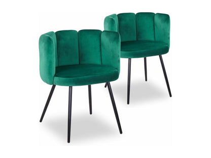 Set of 2 Agal Velvet Designer Chairs 75cm Green QLVI03930