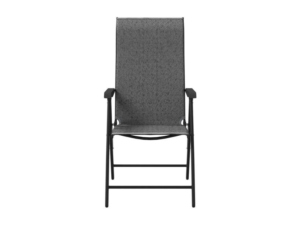 Folding garden chairs, set of 8, grey woven resin TIOV12399