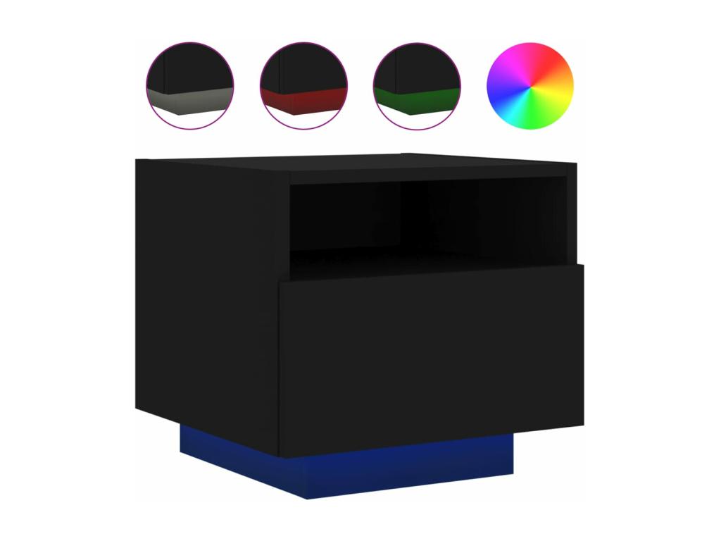 Bedside table with black LED lights, 40x39x37 cm, WBHB27669