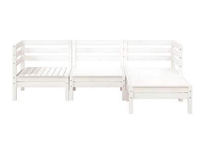 3-seater garden sofa and footstool, white, solid pine wood JSQP51959