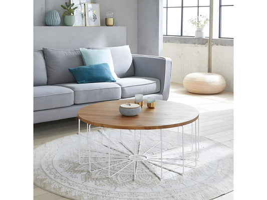 Round coffee table in solid teak and metal KSMA96000