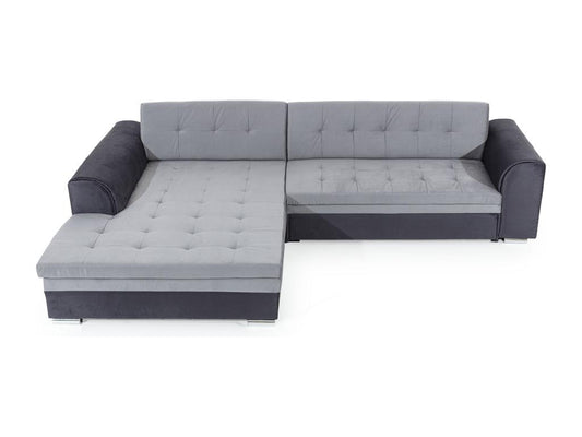 Chezlova 4-seater right-hand corner sofa bed in dark blue and turquoise fabric, 295cm PEGJ51815