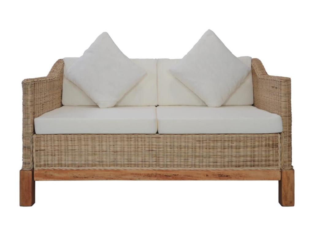 2-seater sofa with cushions, natural rattan CQYL40389