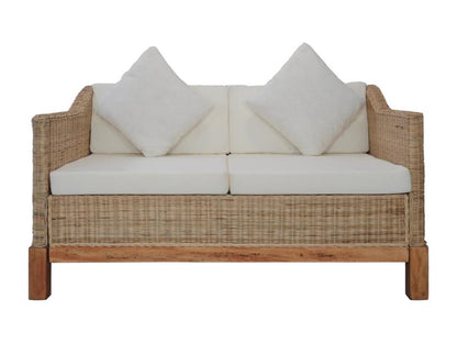 2-seater sofa with cushions, natural rattan CQYL40389