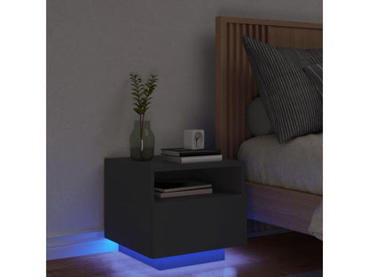 Bedside table with black LED lights, 40x39x37 cm, WBHB27669