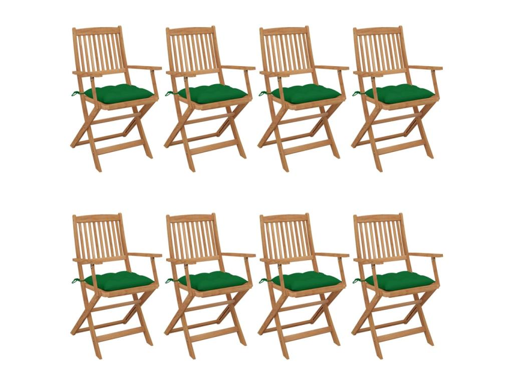 Artigeo 40 PICN10281 Folding Garden Chairs, 8 pcs with Cushions, Wood