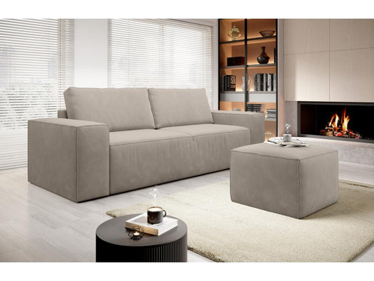 Chezlova 4-seater convertible sofa in beige velvet, 260cm, LALA18676
