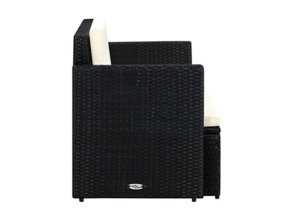 2-seater garden sofa with cushions, black woven resin ICGB07690