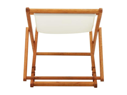 Folding beach chair in eucalyptus wood and cream-white fabric QGIQ80149