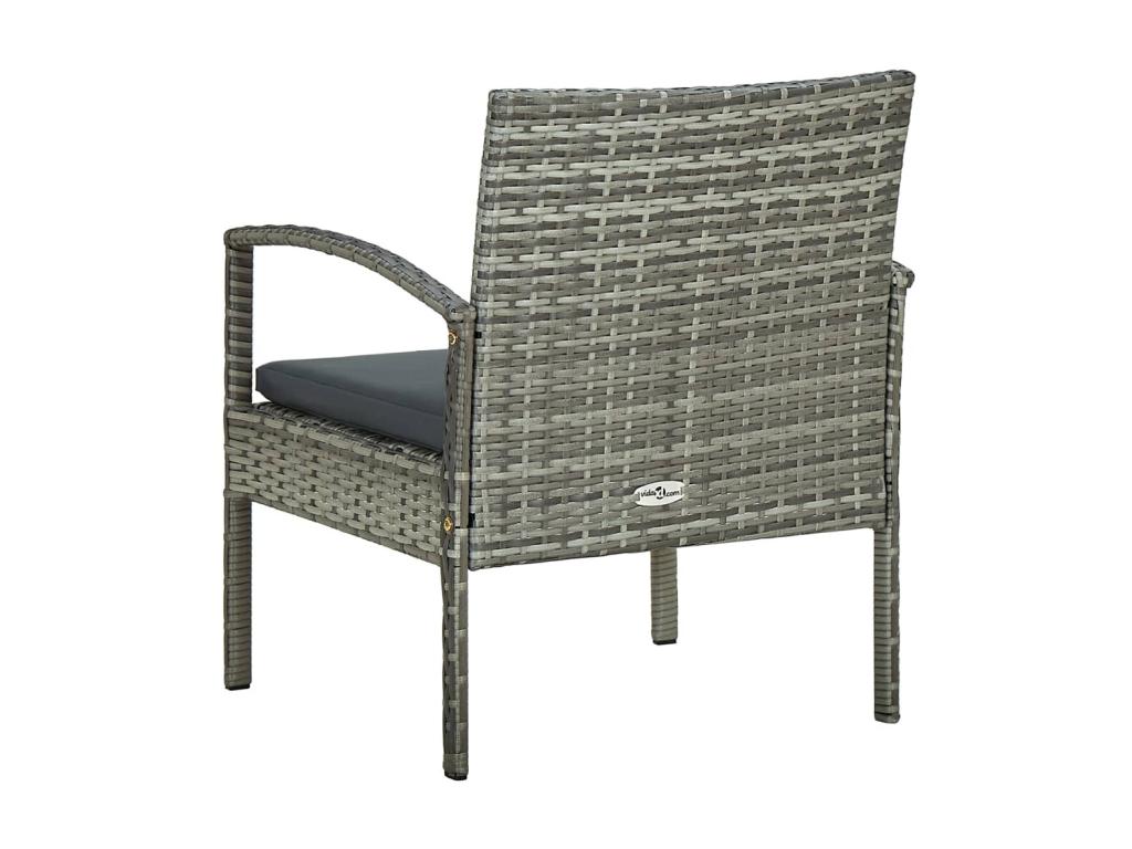Garden chair with cushion, woven resin, grey, JJRM24705
