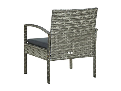 Garden chair with cushion, woven resin, grey, JJRM24705