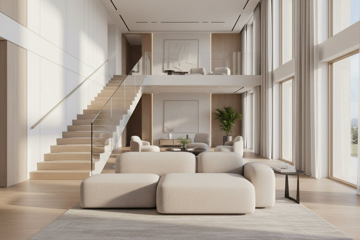 Max 3-seater modular corner sofa in beige fabric JSFE39365