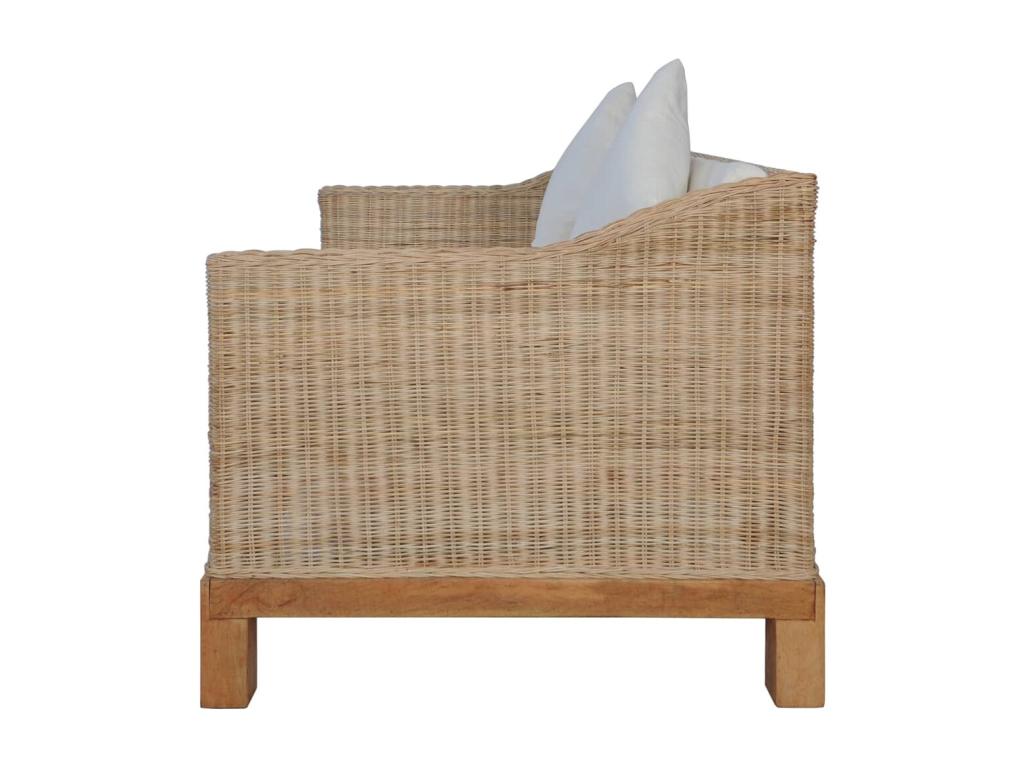 2-seater sofa with cushions, natural rattan CQYL40389