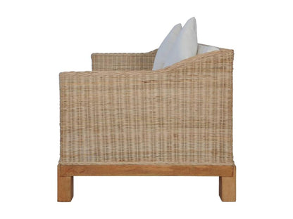 2-seater sofa with cushions, natural rattan CQYL40389