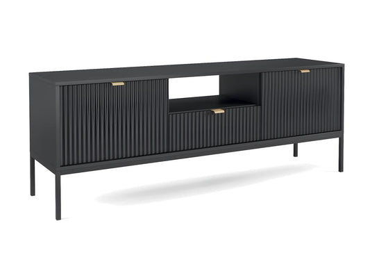 Chezlova TV stand with 2 doors and 1 drawer, 154 cm, Black VNAX58665