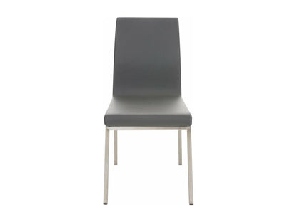 Set of 2 minimalist style dining chairs in grey PVC and stainless steel 10 0001610 BAEA47738