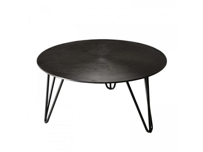 Chezlova - Round coffee table 75x75cm black aluminum with black metal hairpin legs CXMP49157
