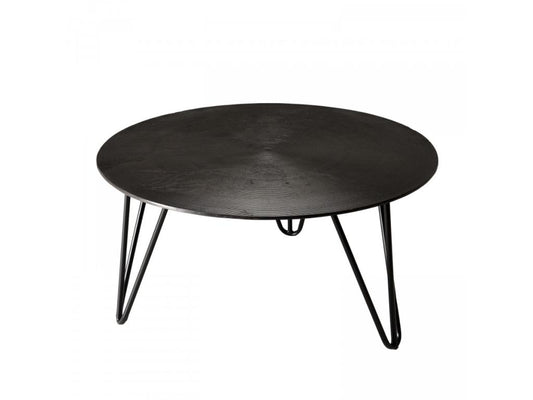 Chezlova - Round coffee table 75x75cm black aluminum with black metal hairpin legs CXMP49157