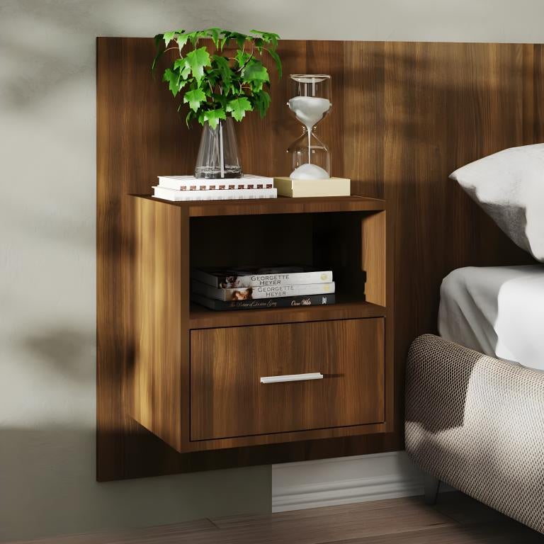 Wall-mounted bedside table, brown oak, ZWYD91848