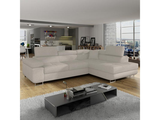 Chezlova convertible right-hand corner sofa in beige fabric HNXI08096