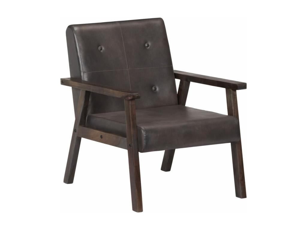 Grey Genuine Leather Armchair HRSM84868