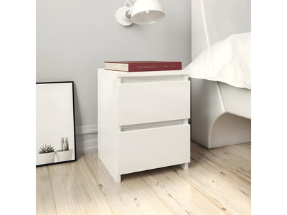 High-gloss white bedside table, 30x30x40 cm, engineered wood, UKEW32918