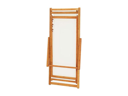 Folding beach chair in eucalyptus wood and cream-white fabric QGIQ80149