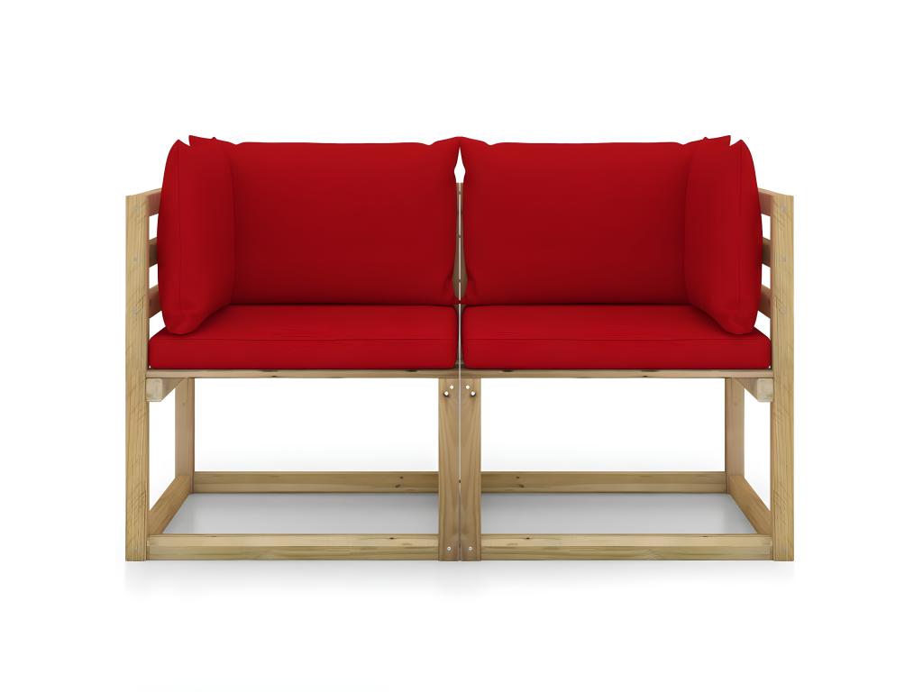 2-piece garden corner sofas and cushions, green impregnated pine WXOD70918