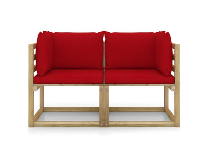 2-piece garden corner sofas and cushions, green impregnated pine WXOD70918