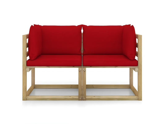 2-piece garden corner sofas and cushions, green impregnated pine WXOD70918