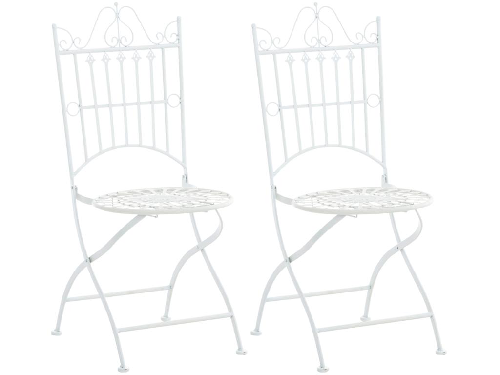 Set of 2 Garden Chairs - Metal / Metal - White - Chezlova ERQU02983
